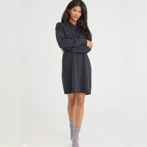 Bella Dahl Cashmere Sz S Long Sleeve Cozy Hoodie Dress Heather Charcoal Luxury